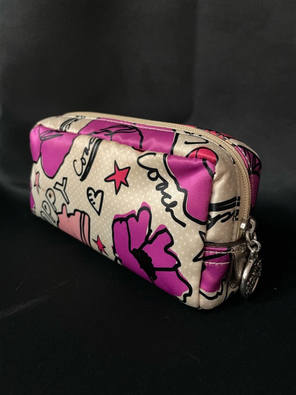 Coach POPPY Cosmetic Pouch ( tootsie roll barrel style ) EUC Y2K